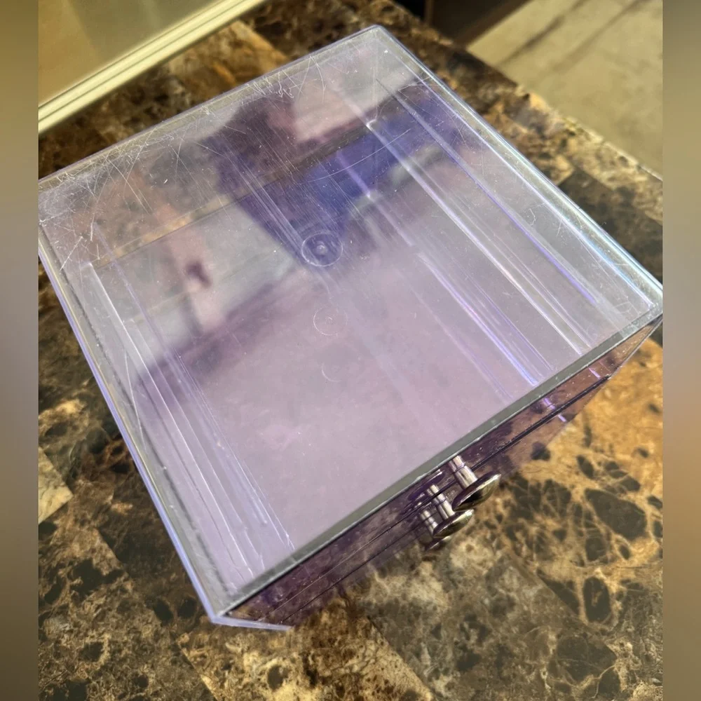 Purple Acrylic 3 Drawer Cosmetic Jewelry Organizer Vanity Storage Case